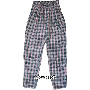 Vintage Plaid High-Waisted Pleated Trousers